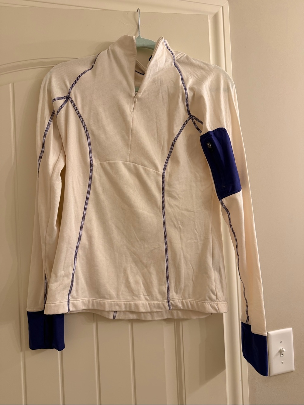Mondetta Ivory Pullover with Royal Blue Trim